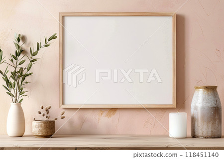 Elegant Interior Wall with Blank Frame Elegant Interior Wall with Blank Frame 118451140