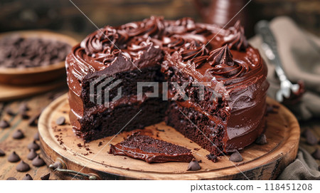 Decadent Chocolate Cake Slice Decadent Chocolate Cake Slice 118451208