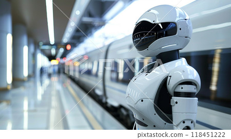 Futuristic Robot at Train Station 118451222