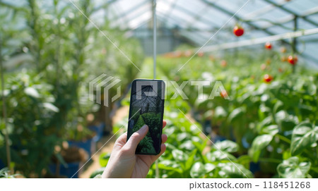 Smartphone Capturing Greenhouse Scenery 118451268