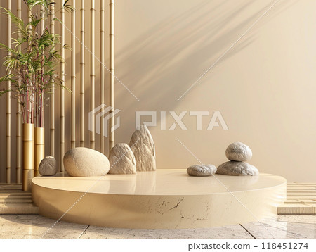 Zen Stones in Modern Minimalist Interior Zen Stones in Modern Minimalist Interior 118451274
