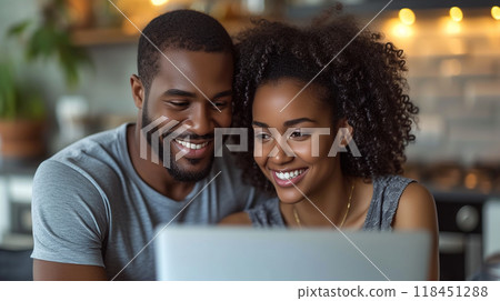 Couple Enjoying Time Together with Laptop 118451288