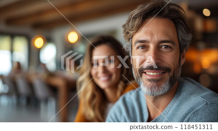 Smiling Couple in a Cozy Coffee Smiling Couple in a Cozy Coffee 118451311