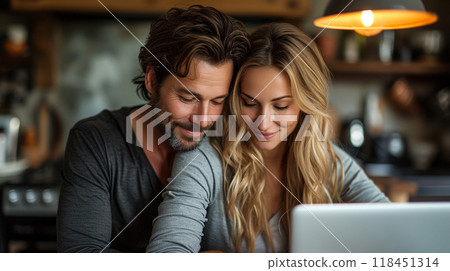 Couple Enjoying Time Together with Laptop 118451314