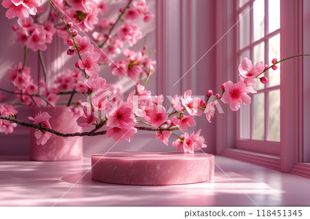 Cherry Blossoms Indoors with Pink Ambiance Cherry Blossoms Indoors with Pink Ambiance 118451345