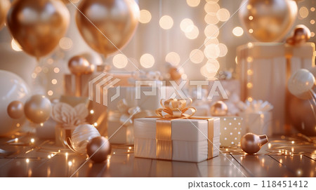 Elegant Gifts and Ornaments with Warm Lights Elegant Gifts and Ornaments with Warm Lights 118451412