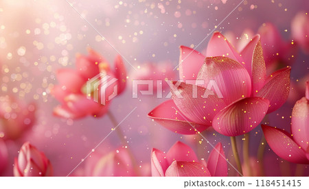 Sparkling Pink Lotus Blossoms Sparkling Pink Lotus Blossoms 118451415