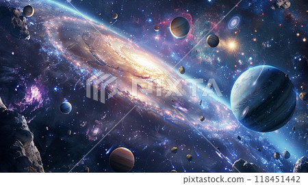 Cosmic Tapestry: A Vivid Space Scene Cosmic Tapestry: A Vivid Space Scene 118451442