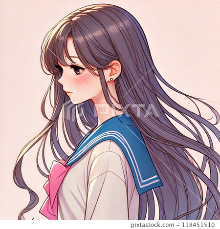 Long-haired high school girl in a sailor suit Long-haired high school girl in a sailor suit 118451510