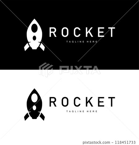 Rocket logo simple design silhouette brand space vehicle minimalist illustration template 118451733