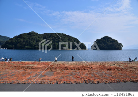 View of Ine Bay, Aoshima Island, and Kamejima Island from Onishi Parking Lot in Tango Ine Town View of Ine Bay, Aoshima Island, and Kamejima Island from Onishi Parking Lot in Tango Ine Town 118451962