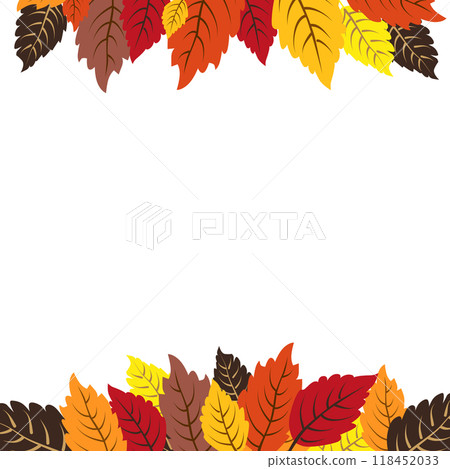 Vector isolated square frame of yellow dry autumn leaves. Border for text. Flat clipart for design 118452033
