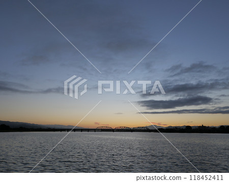 on the riverbed in the morning on the riverbed in the morning 118452411