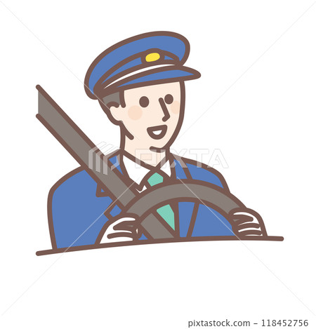 身穿制服的司機握著方向盤 身穿制服的司機握著方向盤 118452756