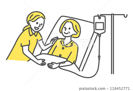 中年婦女和護士接受靜脈注射 118452771