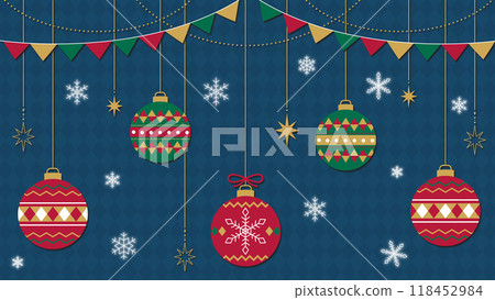Christmas balls blue background - Stock Illustration [118452984] - PIXTA
