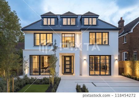 Stylish new detached house with white walls 1 AI-generated image Stylish new detached house with white walls 1 AI-generated image 118454272