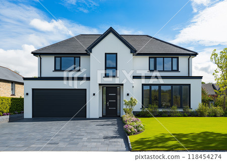 Stylish new detached house with white walls 3 AI-generated image Stylish new detached house with white walls 3 AI-generated image 118454274