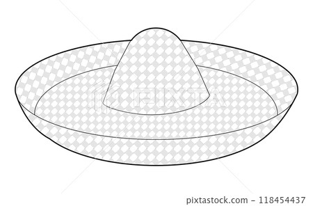 Sombrero Straw Hat. Summer Head Fashion accessory cap with wide brim clothing technical illustration. Vector headgear Sombrero Straw Hat. Summer Head Fashion accessory cap with wide brim clothing technical illustration. Vector headgear 118454437