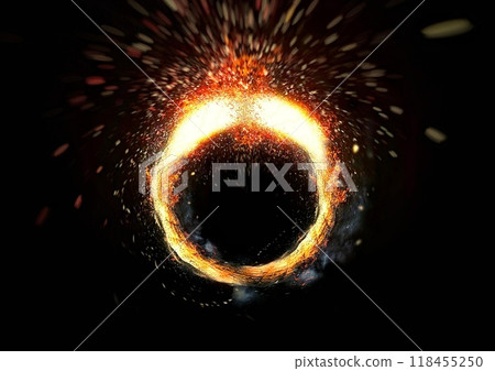 Burning flame ring and black background Burning flame ring and black background 118455250