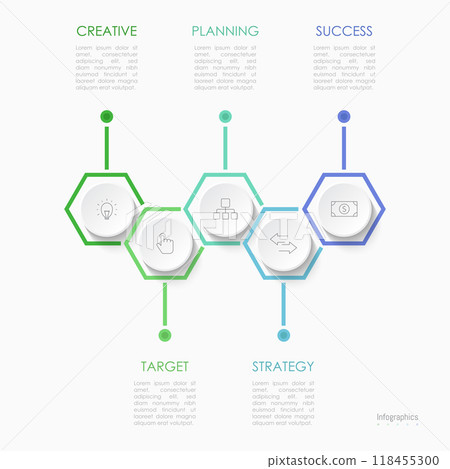 Infographic 5 options design elements for your business data. Vector Illustration. Infographic 5 options design elements for your business data. Vector Illustration. 118455300
