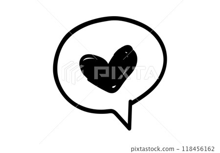 Simple handwritten material icon love speech bubble Simple handwritten material icon love speech bubble 118456162