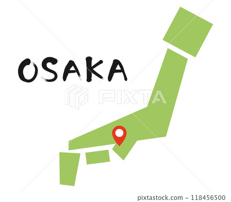 日本列島與大阪變形的地圖別針 118456500