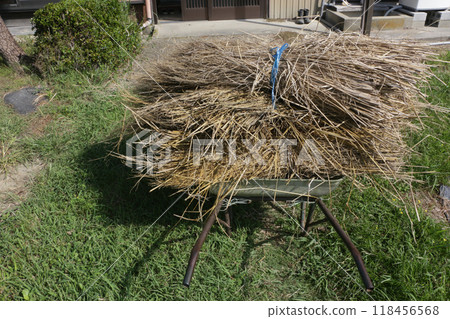 Collecting straw is essential for next year's vegetable production Collecting straw is essential for next year's vegetable production 118456568