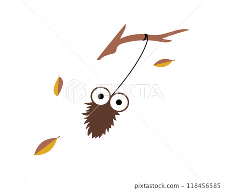 A simple and comical illustration of a bagworm blowing in the wind A simple and comical illustration of a bagworm blowing in the wind 118456585