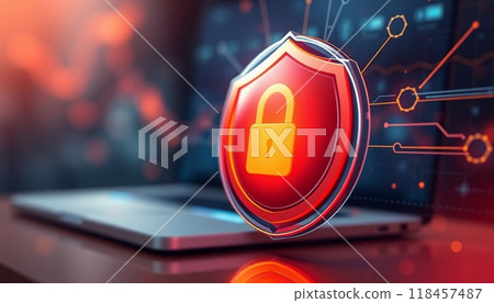 Realistic internet security badge concept for bussines Realistic internet security badge concept for bussines 118457487