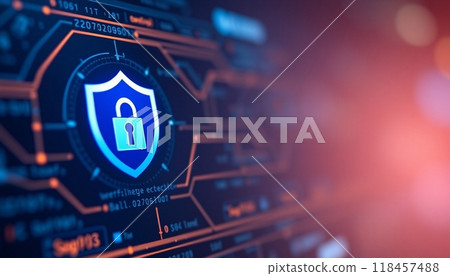 Realistic internet security badge concept for bussines 118457488