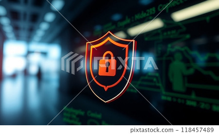 Realistic internet security badge concept for bussines 118457489