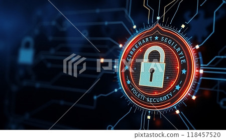 Realistic internet security badge concept for bussines 118457520