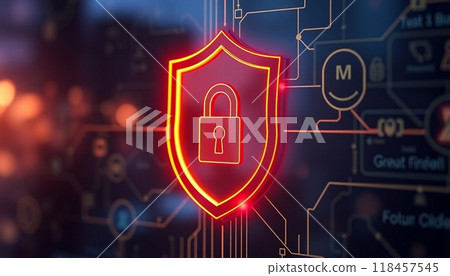 Realistic internet security badge concept for bussines 118457545