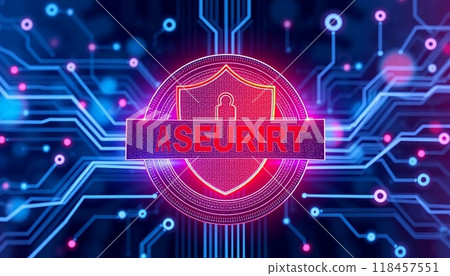 Realistic internet security badge concept for bussines 118457551