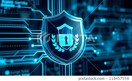 Realistic internet security badge concept for bussines 118457559