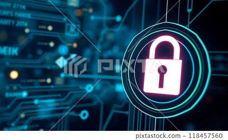 Realistic internet security badge concept for bussines 118457560