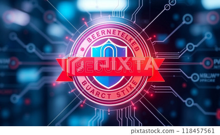 Realistic internet security badge concept for bussines 118457561