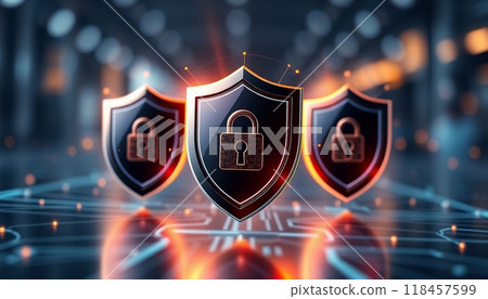 Realistic internet security badge concept for bussines Realistic internet security badge concept for bussines 118457599
