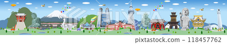 Kanto area tourist spot streetscape illustration 118457762