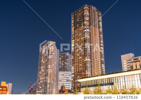 [東京]池袋/池山公園塔樓公寓夜景 118457816