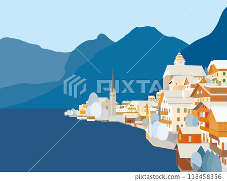 Hallstatt Salzkammergut winter scenery 118458356