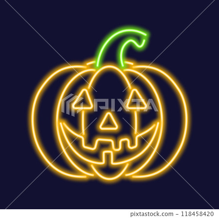 Neon Pumpkin Halloween yellow glow Neon Pumpkin Halloween yellow glow 118458420