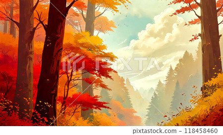 In autumn leaves forest 118458460