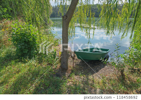 boat on the lake shore 118458692