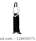 Vector line drawing of a fashionable woman 118458771