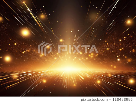 Golden shining light and rays 118458995