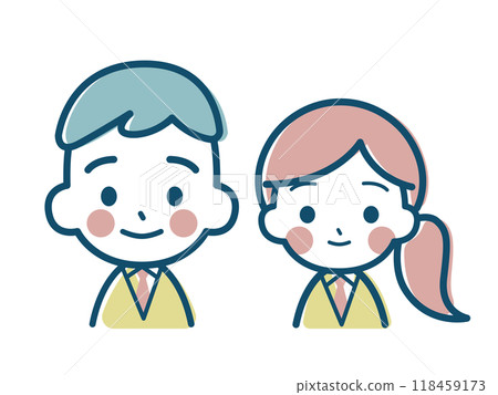 穿著西裝外套的男女學生的簡單人物圖標 穿著西裝外套的男女學生的簡單人物圖標 118459173
