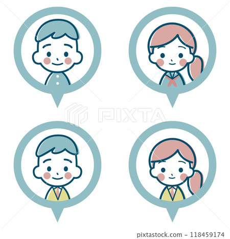 學生男性和女性簡單框架圖標 118459174