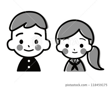 穿著校服的男女學生的單色人物圖標 118459175